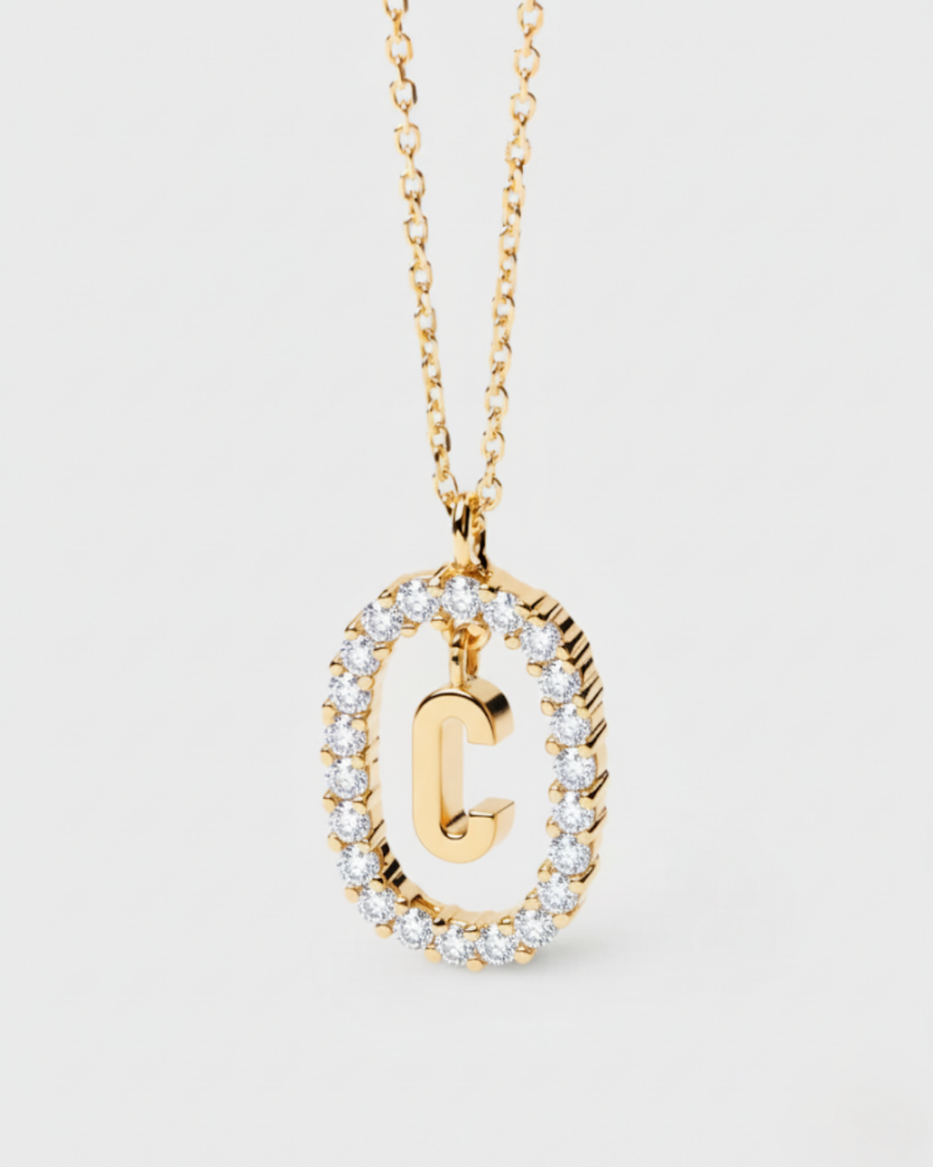 14 Ayar Taşlı Harf Kolye