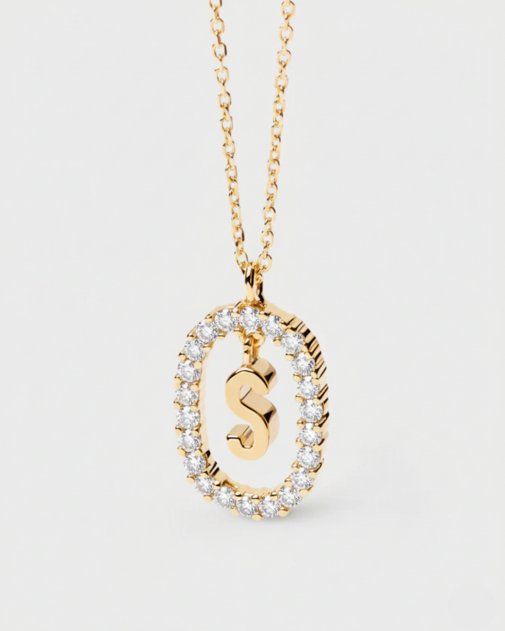 14 Ayar Taşlı Harf Kolye
