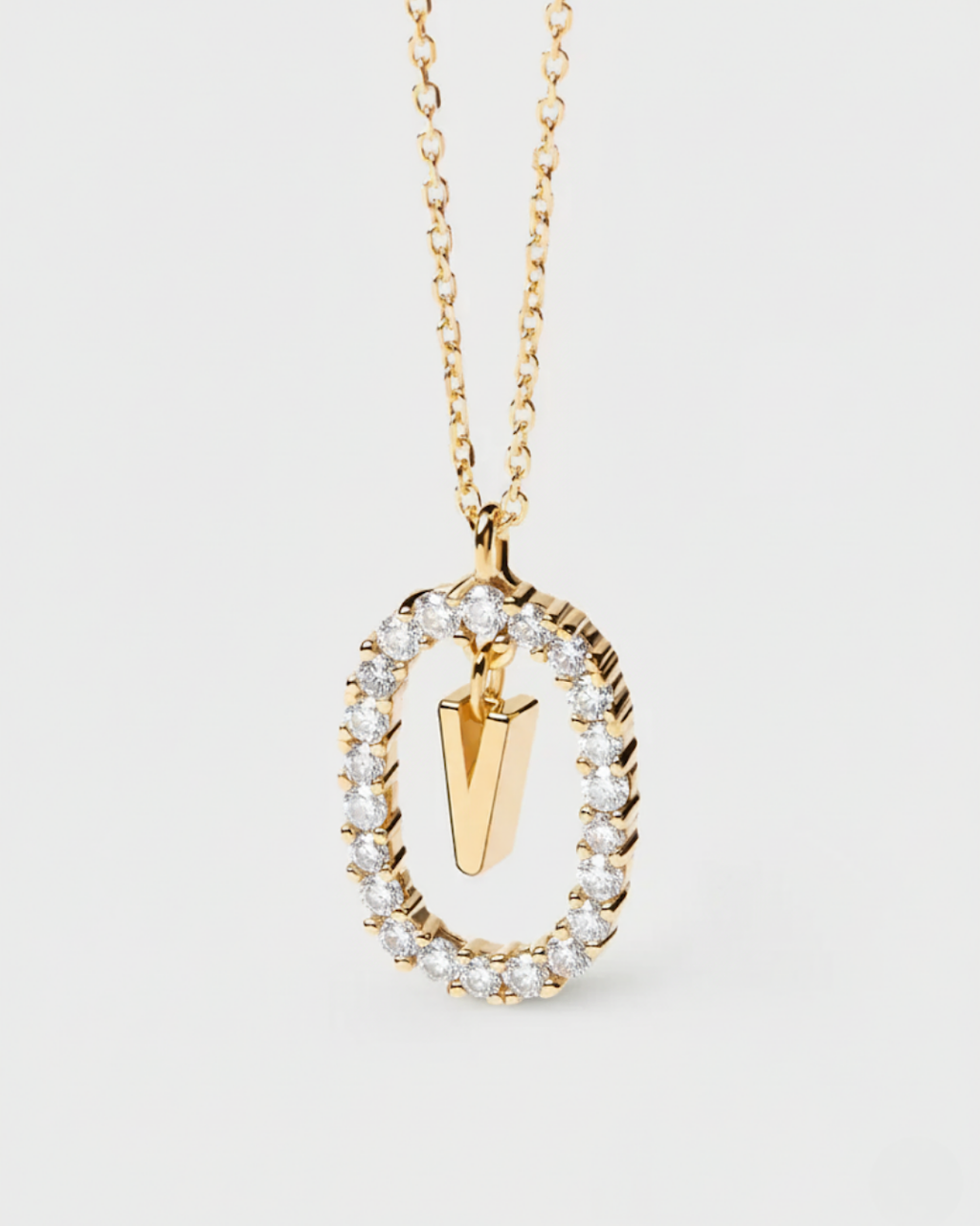 14 Ayar Taşlı Harf Kolye