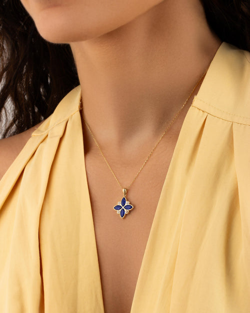 Floria Çiçek Taşlı 14 Ayar Altın Kolye