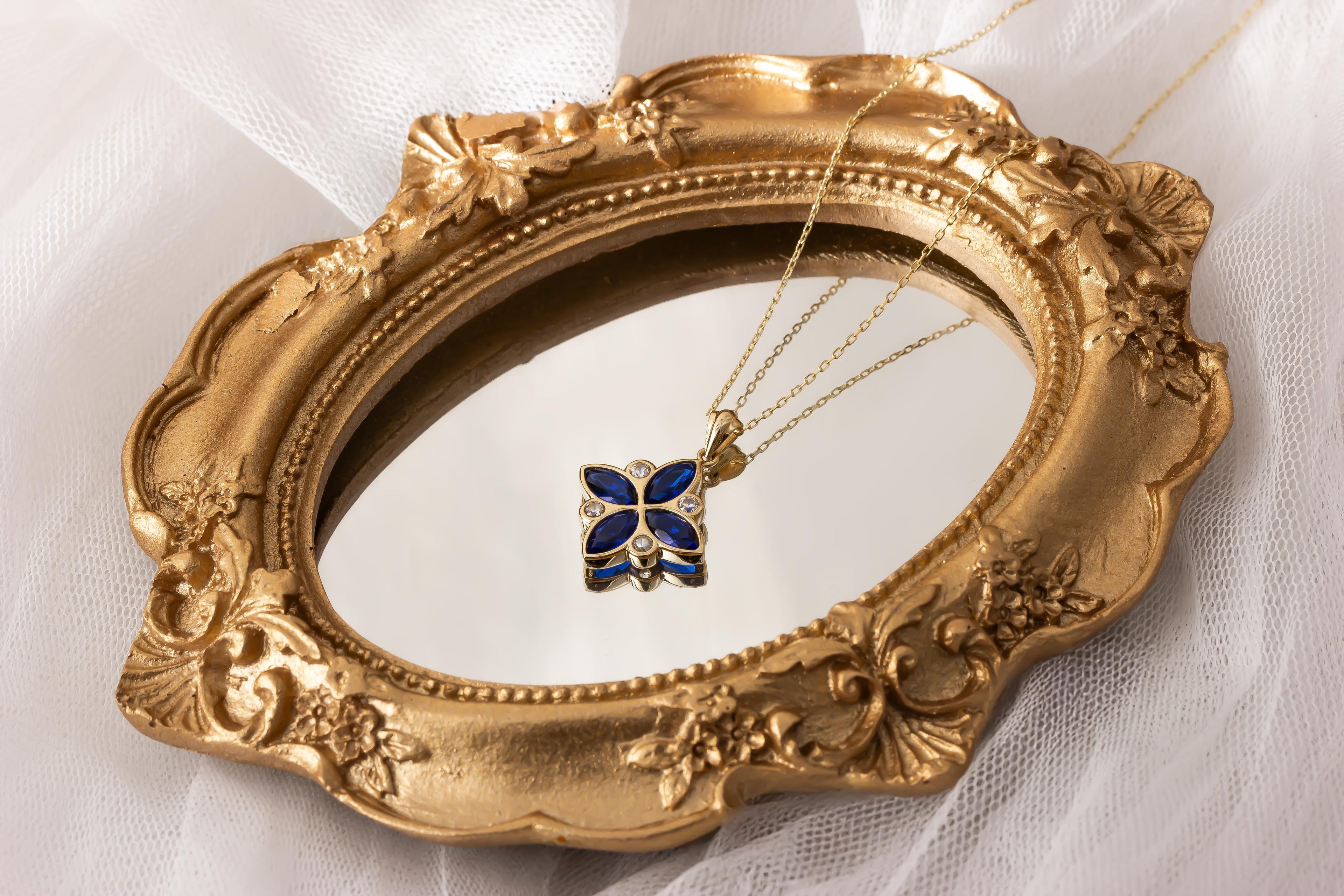 Floria Çiçek Taşlı 14 Ayar Altın Kolye